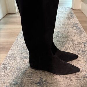 Polo Ra Lauren suede knee-high flat boots blac colo size 7m